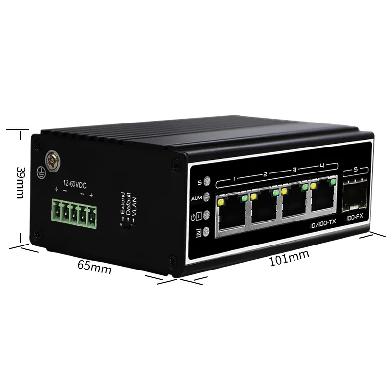 محول شبكة إيثرنت صناعي معزول طراز VLAN/استتداد CVT Factory، غير منظم 10/100Mbps محول شبكة Din-rail، 1Gbps