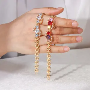 Haosen 18/22K Environmentally Friendly Copper Bracelet for Women AAA Standard Zircon Bracelet Colorful Zircon Bracelet