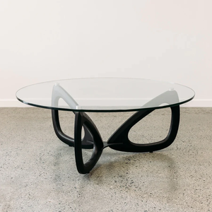 Stile nordico in <span class=keywords><strong>legno</strong></span> di frassino 12mm tavolo laterale in <span class=keywords><strong>vetro</strong></span> di lusso rotondo in <span class=keywords><strong>legno</strong></span> moderno <span class=keywords><strong>tavolino</strong></span> da caffè per soggiorno - Product Image 3