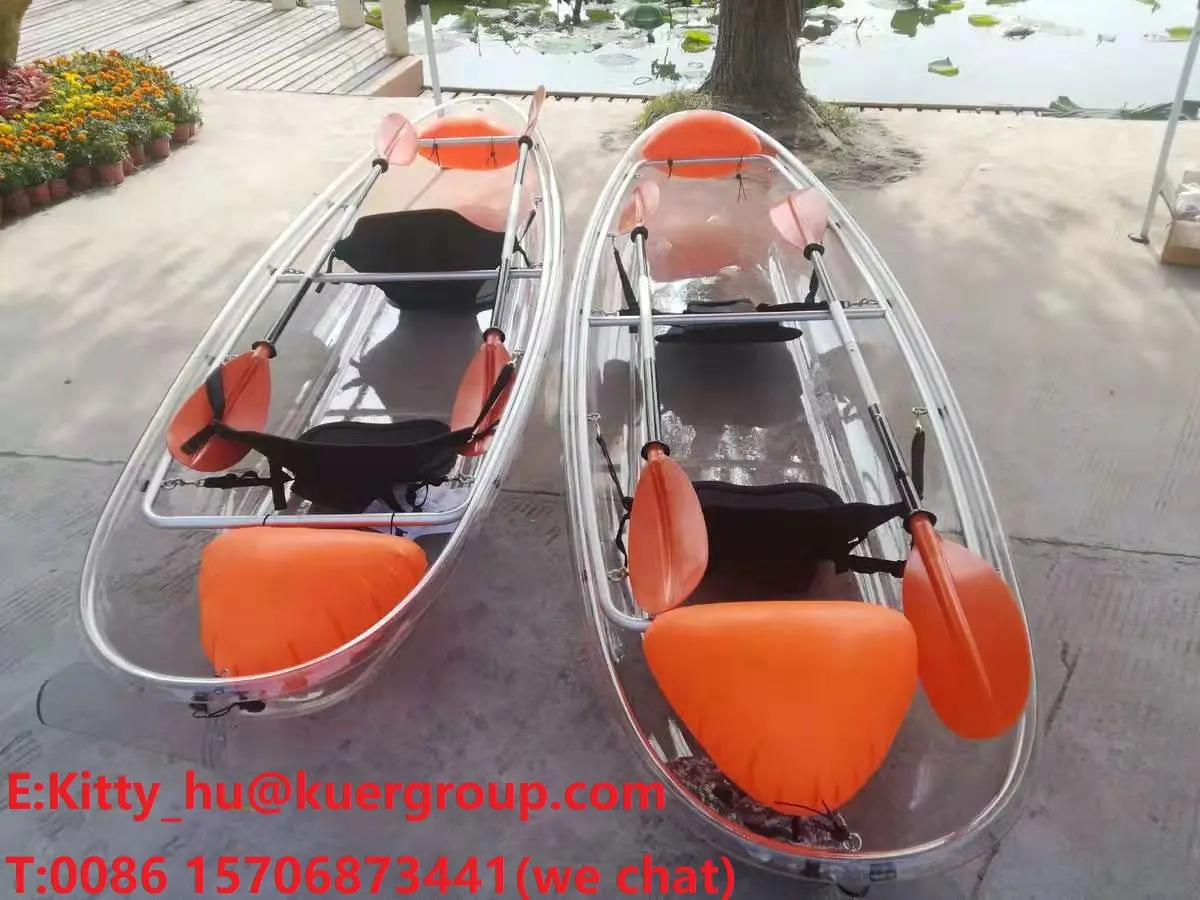 KUER barca per kayak con fondo in vetro trasparente trasparente 2 persone LLDPE per la pesca sul lago o sul mare