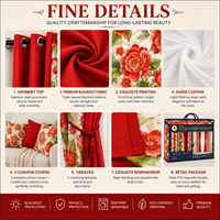 Prêt à expédier : Lot de 10 rideaux de fenêtre avec panneaux imprimés et unis, et housses de coussin, à œillets, vente en gros