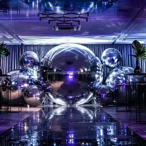 Bolas de espejo de PVC coloridas iridiscentes inflables decorativas, decoración de bola de espejo inflable colorida inflable de discoteca gigante