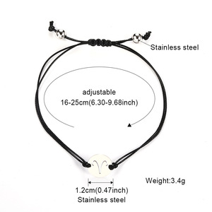 Braccialetti con ciondoli in acciaio inossidabile con 12 segni zodiacali (Cancro, Leone) per donna e <span class=keywords><strong>uomo</strong></span>, regalo di compleanno per lei e per lui, braccialetto con cordino nero - Product Image 6