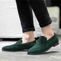 Chaussures décontractées pour hommes, mocassins en daim, chaussures en cuir à enfiler tendance, chaussures habillées souples et unies, chaussures plates de mariage, grandes tailles, chaussures de ville pour hommes