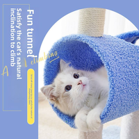Arbre à chat en sisal avec tunnel et grotte pour chatons et chats d'intérieur, avec boule de jeu