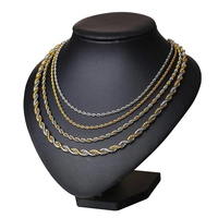 Collier chaîne corde avec logo personnalisé, vente en gros OEM, acier inoxydable plaqué or 18 carats, pour hommes, style Hip Hop, 18 pouces, bijoux de mode, directement de l'usine