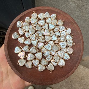 Connettori per Gioielli Fai-da-Te a Forma di Cuore <span class=keywords><strong>Barocco</strong></span> con Perla e Bordo Dorato, Anello Singolo e Doppio, 11-12mm - Product Image 5