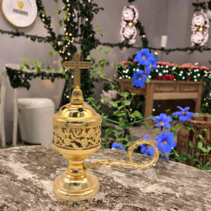 Quemador de Incienso Pequeño para Interiores Mecrt, Exquisito Quemador de Carbón de Sándalo Oriental, Metal Plateado para el Hogar, Navidad - Product Image 2