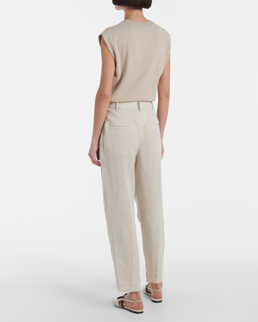 Women's 100% Linen Pants Comfortable Eco-Friendly Solid Pattern Straight Fit Loose Quick Dry Button Decoration Feminine Design