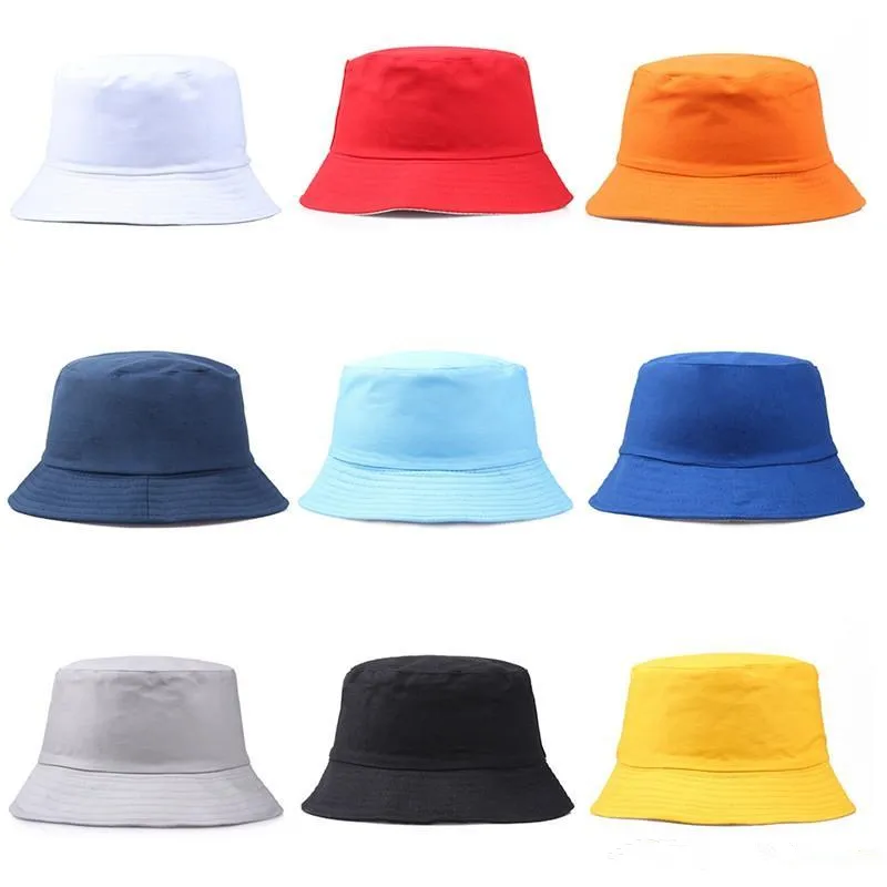 Personnalisé voyage pêcheur loisirs blanc couleur unie mode hommes femmes haut plat large bord été casquette coton seau chapeaux pour femmes