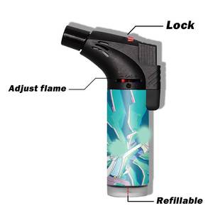 TECHNO-Briquet torche de luxe rechargeable, portable, de haute qualité, bleu, à flamme réglable, logo personnalisé OEM ODM, butane - Product Image 3