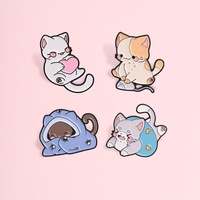 Pin Enamel Calico Kartun dari Paduan Seng, Bros Kerah Bentuk Tidak Beraturan, Lencana Nikel Hitam untuk Pakaian dan Tas Ransel