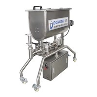 Machine de remplissage semi-automatique électrique à tête unique pour bouteilles en verre de sauces épaisses, remplisseuse de ketchup et de pâtes, avec trémie de mélange pour fûts chimiques