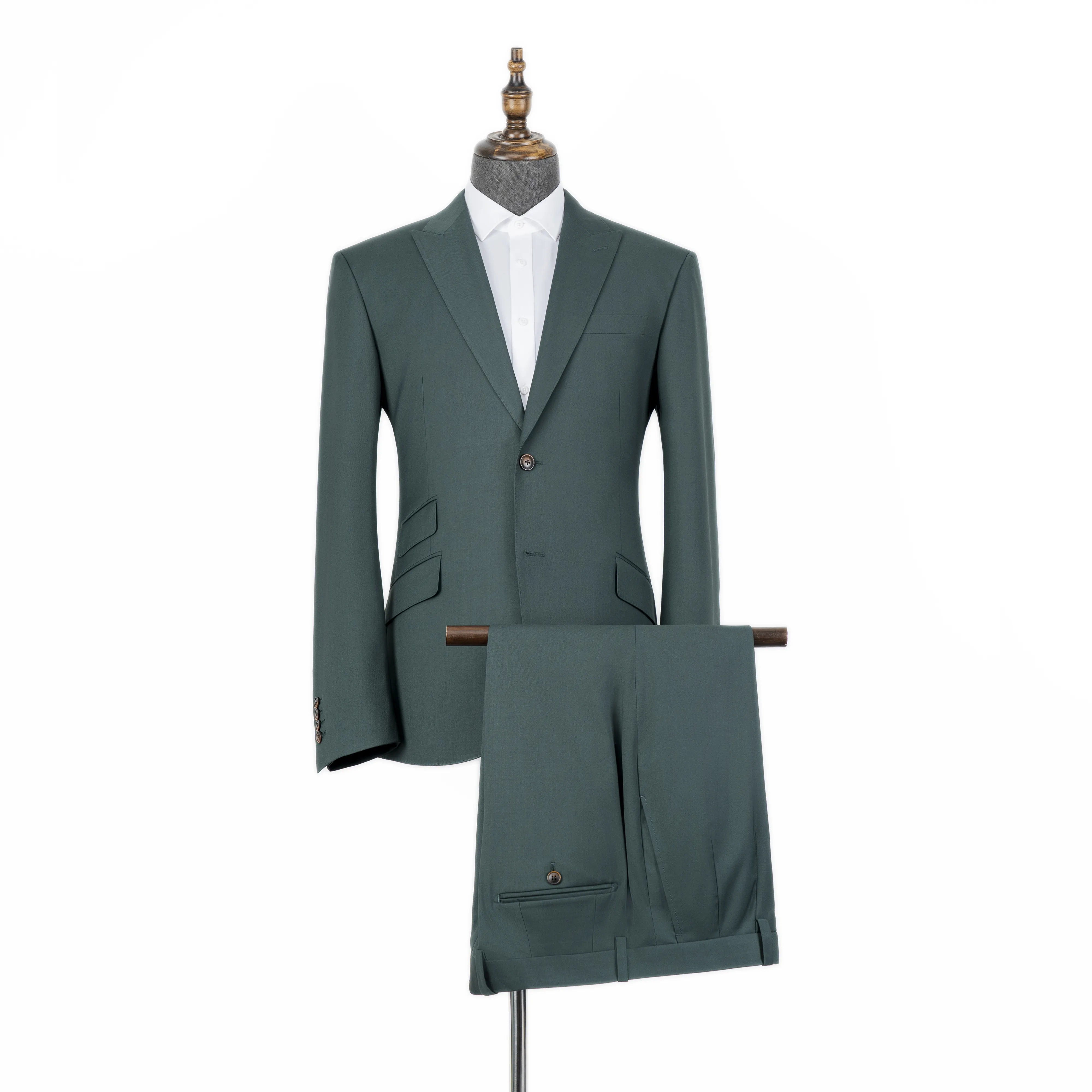 Personalizado fabricantes de roupas, duas peças jaqueta e calça verde slim fit personalizado homens negócios casual traje alfaiate para homens