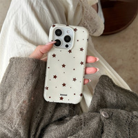 Coque de téléphone portable marron brillante motif étoile pour femme, compatible iPhone 15 14 17 16 18 Pro Max, avec coque arrière et coque latérale motif cœur