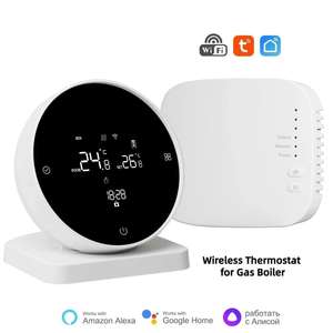 Gaz kazan isıtma Tuya pil RF sıcaklık kontrol cihazı Alice Google ev için kablosuz Wifi termostat - Product Image 1