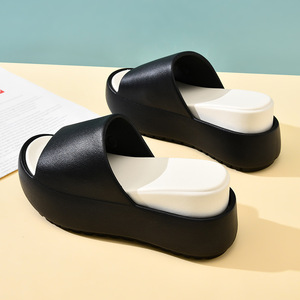 Guru Women's <b>Platform</b> Sandals <b>Black</b> EVA Peep Toe Summer Height Increasing Comfortable Non Slip <b>Heeled</b> Sandals - Product Image 3