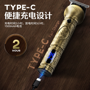 Set de Cortadora de Pelo Eléctrica Retro Tallada, 6 en 1, con Cuchillas de Precisión para Uso en Salón y Hogar, Carga USB, Cuerpo Metálico - Product Image 4