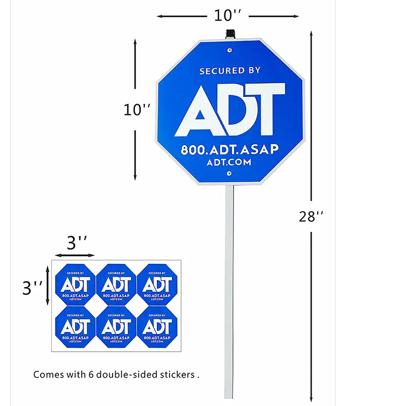 10 x 10 inch ADT Security Alert - Property Under 24 Hour Surveillance, Trespassers Prosecuted Yard Sign with stake