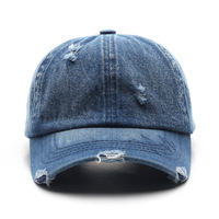 Casquette de baseball en denim à 6 panneaux, logo brodé personnalisé de haute qualité, non structurée, réglable, pour homme, style Dad Hat