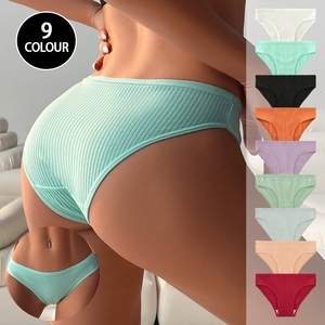 Ropa interior de algodón barata de mujer al por mayor, <span class=keywords><strong>bikini</strong></span> sólido de talla grande para adolescentes, bragas sólidas cómodas transpirables para chicas jóvenes calientes - Product Image 1