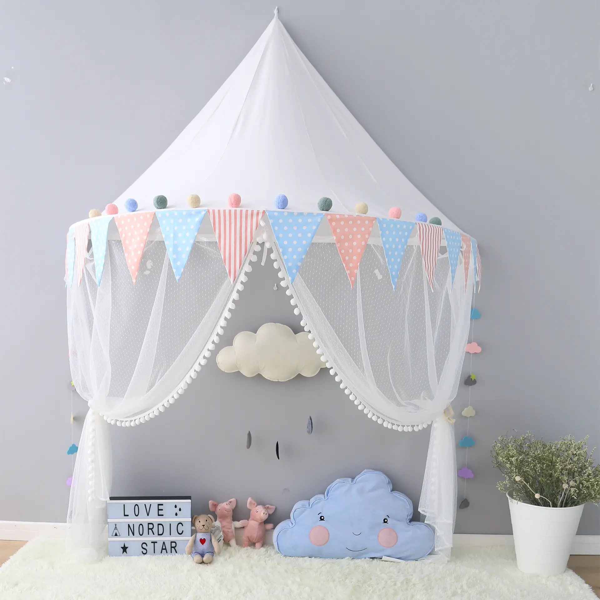 Children Play House Castle Cotton Foldable Tent Canopy Bed Curtain Baby Crib Netting Girls Boy Room Decoration Kids Teepee Tents