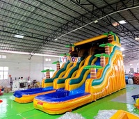 Perosotan Air Tiup Raksasa 30 kaki dengan Kolam, Perosotan PVC Komersial untuk Anak-anak dan Dewasa, Peralatan Taman Air Luar Ruangan