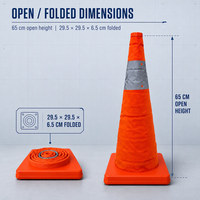 Cône de signalisation flexible et portable, léger et pliable, pour la signalisation routière et la gestion des voies.