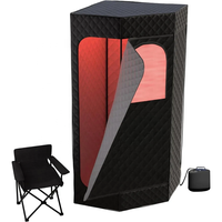 Cabina de Sauna de Acrílico Negro con Ventanas, Control por Computadora, Vapor Húmedo de 850-1000W, 110V 220V 240V, Repuestos Gratuitos, 7.5kg
