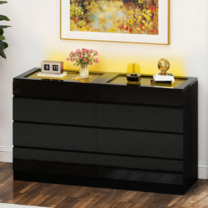 Meubles <span class=keywords><strong>de</strong></span> chambre à coucher blancs à 6 tiroirs pour vêtements d'enfants Commodes à bijoux pour bébés avec dessus en verre - Product Image 2