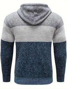 Cardigan à capuche pour <span class=keywords><strong>homme</strong></span> 2026, style patchwork coloré, décontracté et confortable, avec fermeture éclair, chaud, taille <span class=keywords><strong>3XL</strong></span> - Product Image 3