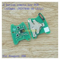Llave Remota de Alta Calidad con 2 Botones y PCB para Peugeot 206 433mhz / Chip PCF7946-46 al por Mayor