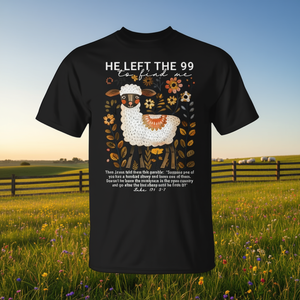 Camiseta con la parábola de los 99 ovejas perdidas de la Biblia cristiana floral - Product Image 3