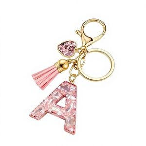 Nouveau style esthétique mignon, porte-clés à pampilles en forme de cœur avec 26 lettres de l'alphabet anglais (A-Z), pendentif de sac - Product Image 1