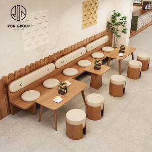 Juego de Muebles de Restaurante Cuadrados de Cuero y Madera para Cafetería, Pizzería, McDonald's, Personalizados en China, con Bancos, Sillas y Mesas - Product Image 1