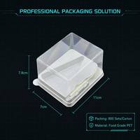 Boîte d'emballage alimentaire jetable pour gâteau en forme de triangle, avec couvercle transparent, cuillère en plastique intégrée, plateau intérieur blanc, coque en PET