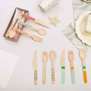Couverts en bois personnalisés avec logo, couteau, fourchette et cuillère biodégradables pour <span class=keywords><strong>restaurant</strong></span>, dessert, fête, événement - Product Image 6