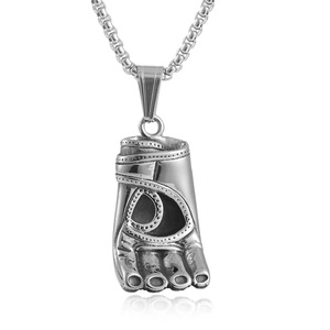 yunnique Stainless Steel Boxing <b>Glove</b> Pendant Necklace For Men <b>Silver</b> Color Geometric Design Chain 3.0*60cm - Product Image 1