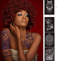 Pâte de henné couleur du corps peinture main dos doigt tatouage autocollant maille creux modèle henné peinture tatouage