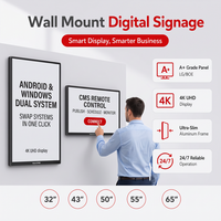 Affichage numérique mural à double système Android Windows, contrôle à distance CMS, 3840X2160, 50 pouces