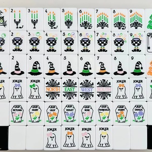 <span class=keywords><strong>Mahjong</strong></span> d'Halloween au design chapeau de sorcière, tuiles noires <span class=keywords><strong>et</strong></span> blanches, style américain, le plus vendu pour les jeux d'Halloween - Product Image 3