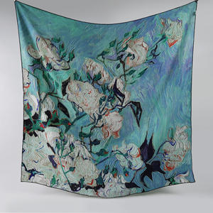 100% soie satin perlé, simple et magnifique [Lumière de lune au-dessus de l'étang de lotus] [Floral pastoral] 108*108cm / 42.52*42.52 pouces - Product Image 3
