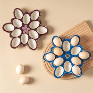 จานเสิร์ฟไข่พอร์ซเลนสำหรับครัวขายส่ง ดีไซน์โดดเด่นไม่ซ้ำใคร จานไข่เคลือบสีเซรามิกสำหรับเสิร์ฟไข่เดวิล - Product Image 4