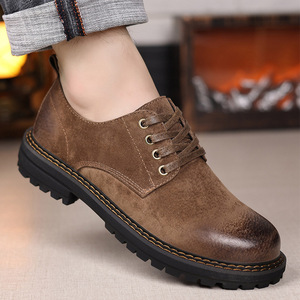 Men's Autumn <b>Head</b> Toe Lace-up Lightweight Solid PU Lining Rubber Outsole Korean Version Casual Retro Work British <b>Style</b> Trendy - Product Image 6