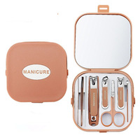 Ensemble de miroirs de manucure en acier inoxydable de luxe haut de gamme avec coupe-ongles et outils complets écologiques