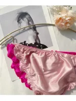 100% 실크 팬티 여성 속옷 통기성 란제리 여성 섹시 브리프 심리스 러플 여성 팬티