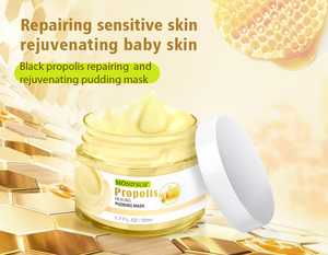 Masque facial de nuit à la texture de pudding d'argile éclaircissante au miel, marque privée, vitamine E, hyaluronate, <span class=keywords><strong>propolis</strong></span>, boue, soin réparateur - Product Image 2