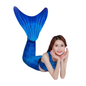 Traje <span class=keywords><strong>de</strong></span> Baño <span class=keywords><strong>de</strong></span> Sirena Personalizable <span class=keywords><strong>para</strong></span> <span class=keywords><strong>Niñas</strong></span>, 3 Piezas, Ropa Deportiva Estampada con Protección UPF 30, Spandex/Poliéster - Product Image 2