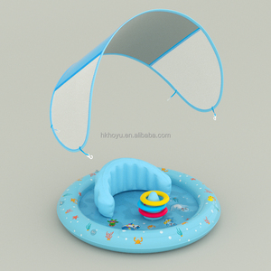Alfombra Inflable para Bebés con Anillos Apilables, Alfombra de Juego con Toldo y Respaldo para Niños Pequeños, Jardín, Playa, Patio Trasero - Product Image 6