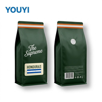 Sacs à café écologiques Bio Pla (250g/500g) avec valve et fermeture éclair, emballage plastique personnalisé, sacs à café à fond plat